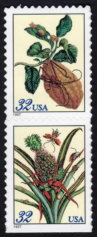 Scott #3126-3127a Botanical Prints (Merian) Vertical Pair of stamps - MNH Pine - Image 1 of 1