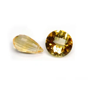 INCREÍBLE 5,75 CTS 2 PIEZAS GOTA Y FORMA REDONDA AMARILLO DORADO NATURAL CITR BRASILEÑO - Imagen 1 de 3
