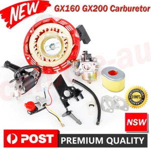 GX160 GX168 Carburetor + Recoil Starter + Ignition Coil + Air Filter Tune Up Kit - Picture 1 of 12