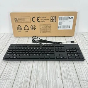 Hewlett Packard HP black USB wired QWERTY keyboard slim KBAR211 NEW - Picture 1 of 10