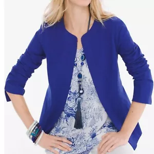 NWT Chico's Alicia Textured Blazer Jacket Size XL 16 3 Blue New Long Sleeve - Picture 1 of 4