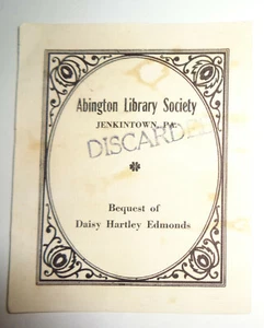 Abington Library Society, Jenkintown, Pa. Bookplate - per Daisy Hartley Edmonds - Picture 1 of 2