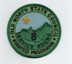 Woodfield Scout Reservation 8 Hrs Service Patch (Old North State Council), Mint - Picture 1 of 1
