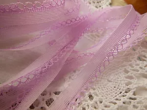 Dentelle ancienne vintage délicate rose orchidée légère 5 mètres sur 1,5 cm A4 - Imagen 1 de 2