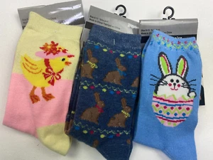 Easter Sock Bundle of 3 Pair Bunnies, Eggs, and Chicks NEW - Picture 1 of 5