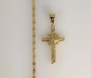 Collar Cadena Mini Delicada Cruz 2mm Chapado en Oro Jesús Crucifijo Oro Cruz Cadena - Imagen 1 de 4