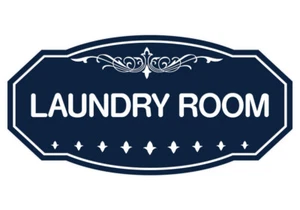Victorian Laundry Room Sign (Navy Blue / White) - Medium 4" X 8" - Picture 1 of 1
