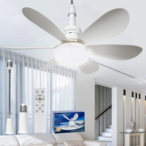 Socket Fan Light with Remote, 20.5’’ Screw in Ceiling Fan Light Bulb Fan (White) - Picture 1 of 7