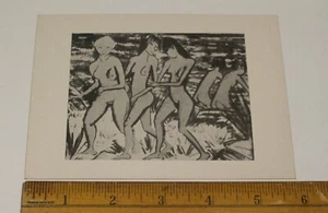 Otto Mueller 4" x 6" Lithograph Funf Gelbe Akte am Wasser - Picture 1 of 2