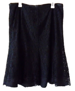 Lane Bryant A-Line Skirt Size 16 Plus Black Cotton Floral Lace Lined Sheer - Picture 1 of 8