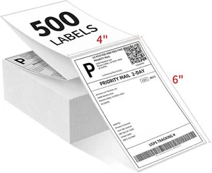 500 etiquetas 4x 6 etiquetas plegables con ventilador etiquetas de envío térmico directo para impresoras Zebra y persianas enrollables - Imagen 1 de 12