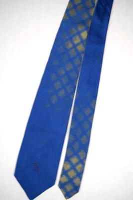 Corbata de Colección Condesa Mara Años 50 Azul Satinado Dorado Verde Diamante Brillo 55" x 3.75" Foto 1 de 4