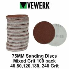 VEWERK 75MM Sanding Discs Mixed Grit 100 pack 40,80,120,180, 240 Grit 8180