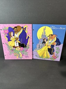 2x Vtg Disney Beauty & The Beast Three Ring Pocket School Folders Supplies USA - Picture 1 of 6