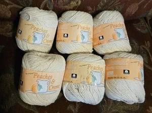 6 New 122 Yd Skeins Peaches & Creme Yarn Ecru Cotton - Picture 1 of 3