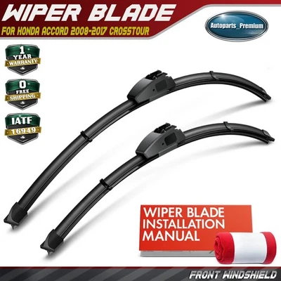 2x Front 26" & 19" Windshield Wiper Blades for Honda Accord 2008-2017 Crosstour - Image 1 of 4