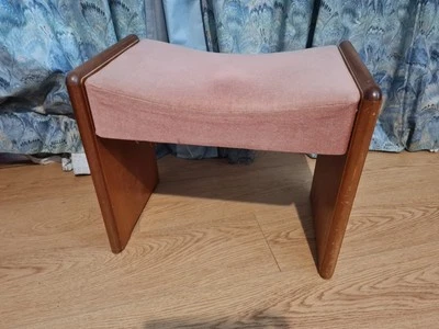 Mid Century Stag Cantata Range pink draylon  style fabric Dressing Table Stool - Image 1 of 4