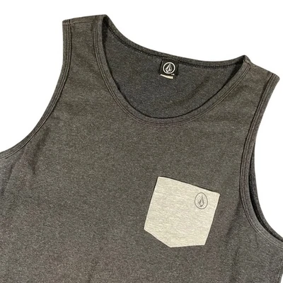 Volcom Mens Tank Top Size Large Gray Pocket Logo Sleeveless Casual Shirt - Image 1 of 4