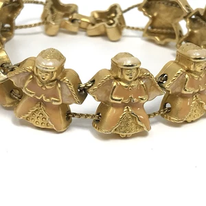 Pulsera Deslizante De Colección Tono Dorado Ángel de la Guarda Figura Eslabón Cierre Plegable 7.25" - Imagen 1 de 6
