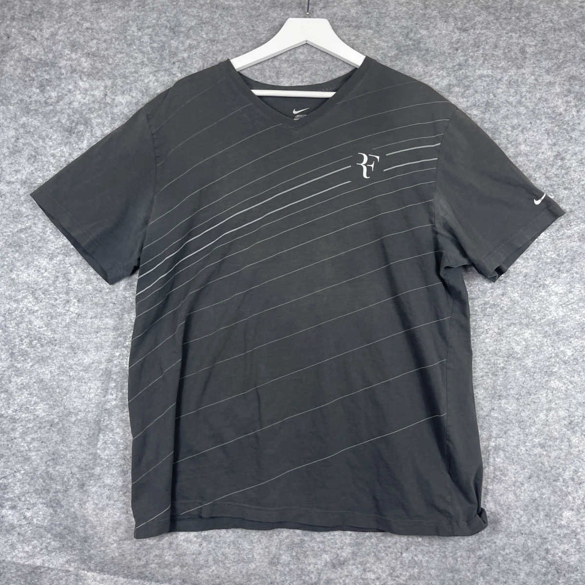 Nike フェデラーVネック Tシャツ グレー ROGER FEDERER V-neck Nike T