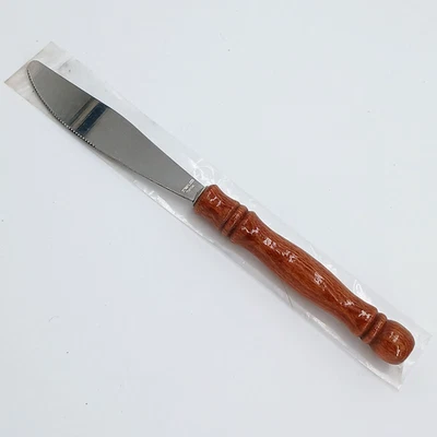Винтажный серебряный деревянный нож с ручкой из нержавеющей стали Тайвань MCM редкий нож для масла - Изображение 1 из 4