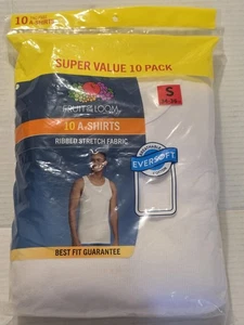 10-PK FRUIT of the LOOM Men’s S Tank Top A-Shirts Ribbed Stretch Cotton White  - Picture 1 of 6