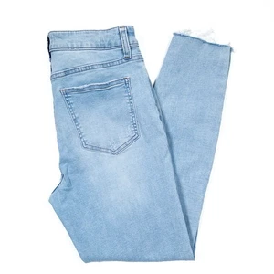 Pantalones de mezclilla ajustados de tiro alto Pistola para mujer talla 30 lavado ligero dobladillo crudo desgastado - Imagen 1 de 11