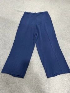 EILEEN FISHER Pants Womens Petite Med Blue Wide Leg Ankle High Rise Office Work - Picture 1 of 9