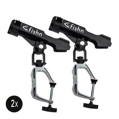 FISHN Rutenhalter Doppelpack - Bootsrutenhalter 360° verstellbar - Metallgewinde