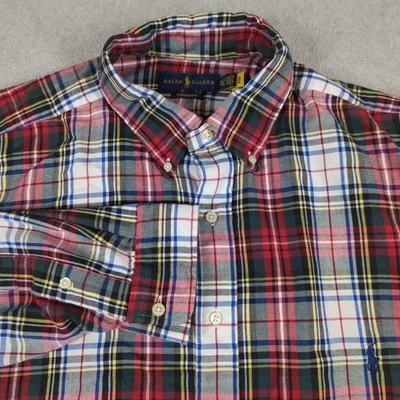 Camisa masculina Ralph Lauren Performance flanela GG alta vermelha xadrez manga longa - Imagem 1 de 4