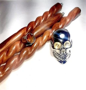 Bastón plegable de madera con calavera plateada 37 pulgadas - bastón artesanal - Imagen 1 de 3