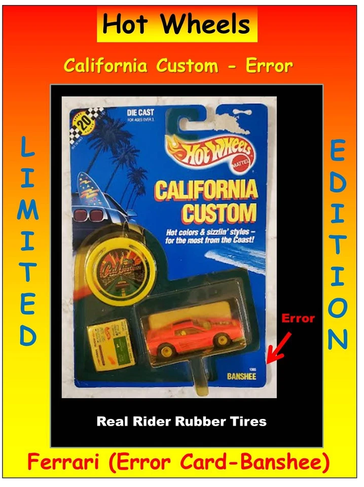 Hot Wheels California Custom Ferrari Rosa con Real Riders TARJETA DE ERROR Banshee Foto 1 de 1