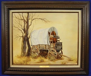 Oil on Canvas Painting "Covered Wagon" Signed by Judy Phearson - Picture 1 of 3