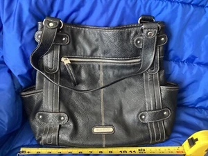 Ellen Tracy Faux Leather Black Large Satchel Shoulder Purse - Pre-owned - Picture 1 of 13