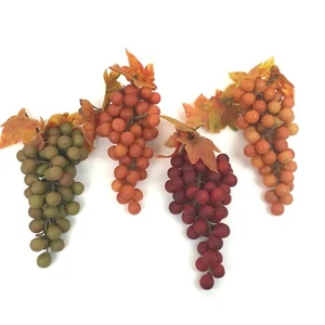 Vintage 7.5" Faux Grape Realistic Soft Rubber RARE Fall Winter Leaves Set of 4 - Picture 1 of 3