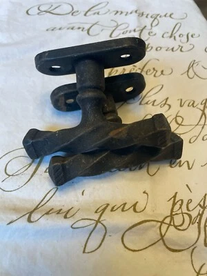 French T Bar Door Knob Set Twisted Wroght Iron Black Spindle 2 Lever - Image 1 of 4