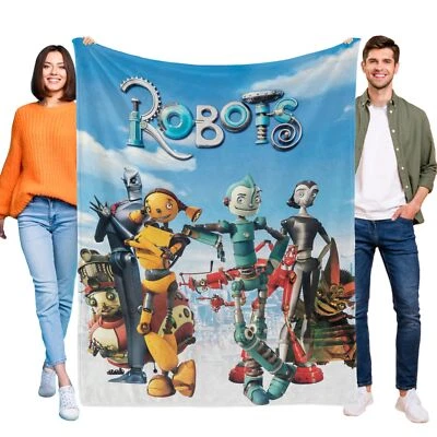 Robots Flannel Blanket 3D Print Super Soft Throw for Bed sofa Birthday Gift Kids - Image 1 of 4