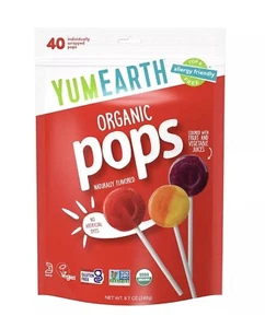 YumEarth Organic Pops Variety Pack, Fruit Flavored, Lollipops, 40 Ct, Pack of 1 - Picture 1 of 15