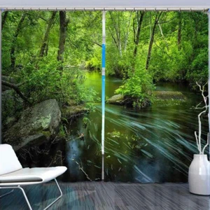 A Quiet Mountain Stream 3D Blockout Photo Print Curtain Fabric Curtains Window - Imagen 1 de 10