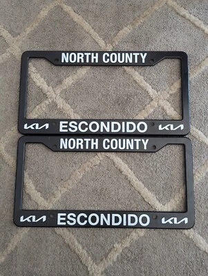 2x NEW North County Kia Escondido California License Plate Frame Black Plastic - Image 1 of 2