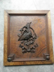 antique wall panel BLACK FOREST WOOD Hand Carved Trophy Bird Wall - Picture 1 of 9