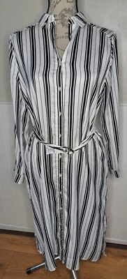 Pepe jeans striped belted long sleeve split hem long shirt dress womens size XS - Image 1 of 4