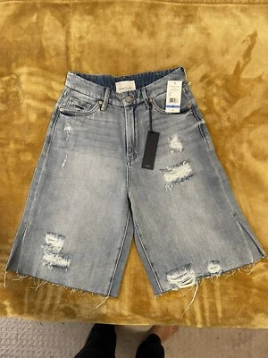 1 全新带标签习惯百慕大短裤女式 25 码仿旧牛仔高腰 — 第 1/4 张图片