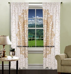 Oro Tresillo Mandala Metálico Colores Cortina Pared Colgante Puerta Ventana 2PC - Imagen 1 de 3