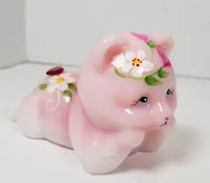 Fenton Rosalene Daydreaming Bear HP Flower & Gem signed D. Cutshaw - Bild 1 von 15