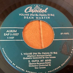 DEAN MARTIN RARE VOLARE EAP-1027 VINYL 45 RECORD 4 SONG EP PLAY TESTED RAT PACK - Picture 1 of 4