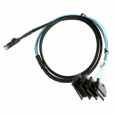 Mini SAS 36P SFF-8087 to 4 SFF-8482 Connectors With SATA Power Cable 3FT 1M - Image 1 of 4
