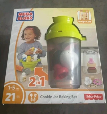 NEW - MEGA BLOKS 21 PIECES Cookie Jar Baking Set - FISHER PRICE - Image 1 of 4