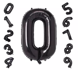 84 cm Black Foil Number Balloon Birthday Wedding Helium Quality - Picture 1 of 1