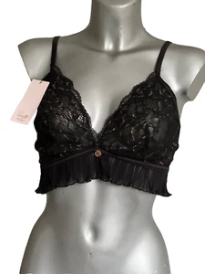 M&S ROSIE PLIEGUE NEGRO Y ENCAJE SIN CABLE BRALETTE A-E - Imagen 1 de 4